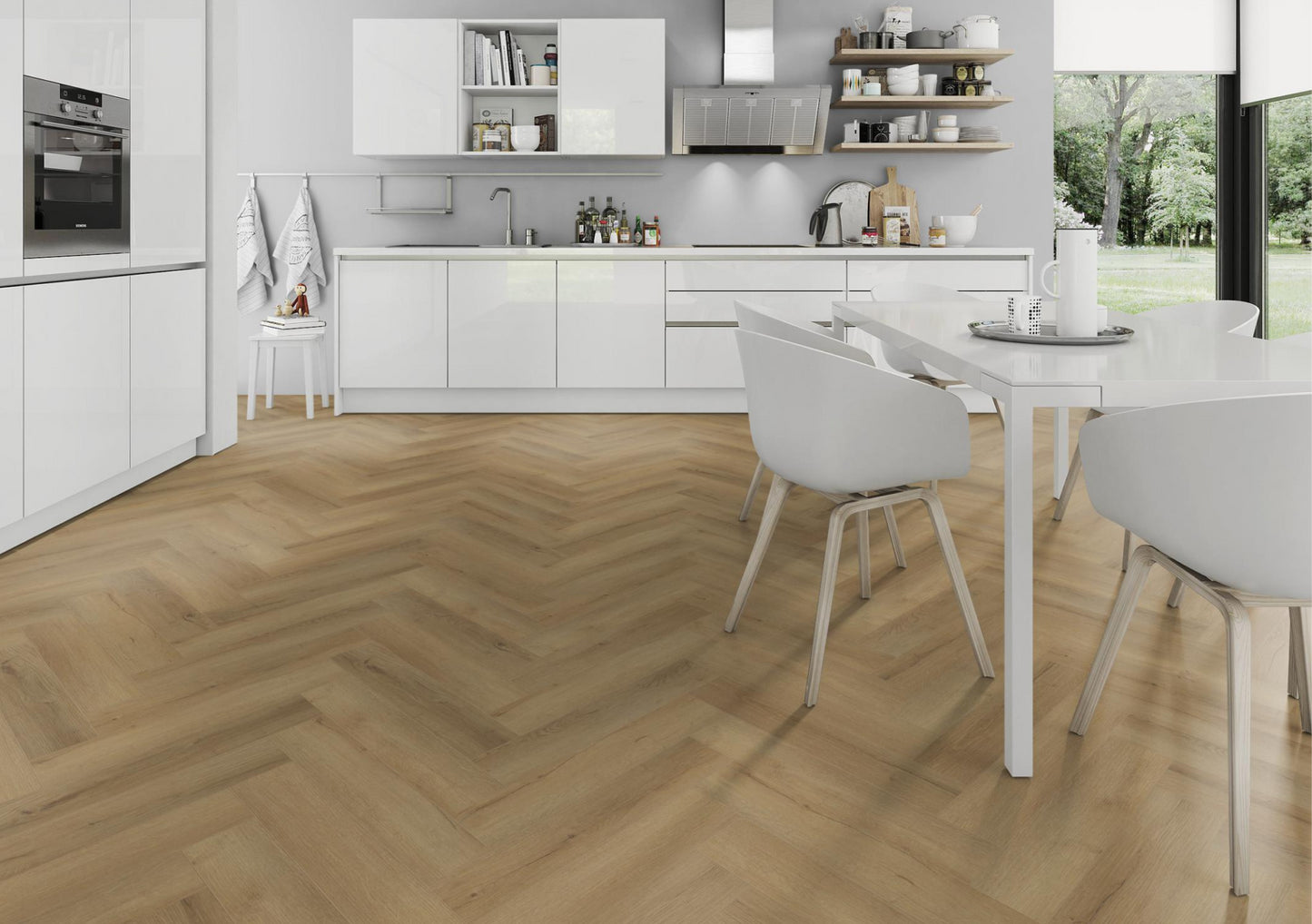 SPC Oak Barley Herringbone Vinyl Floor