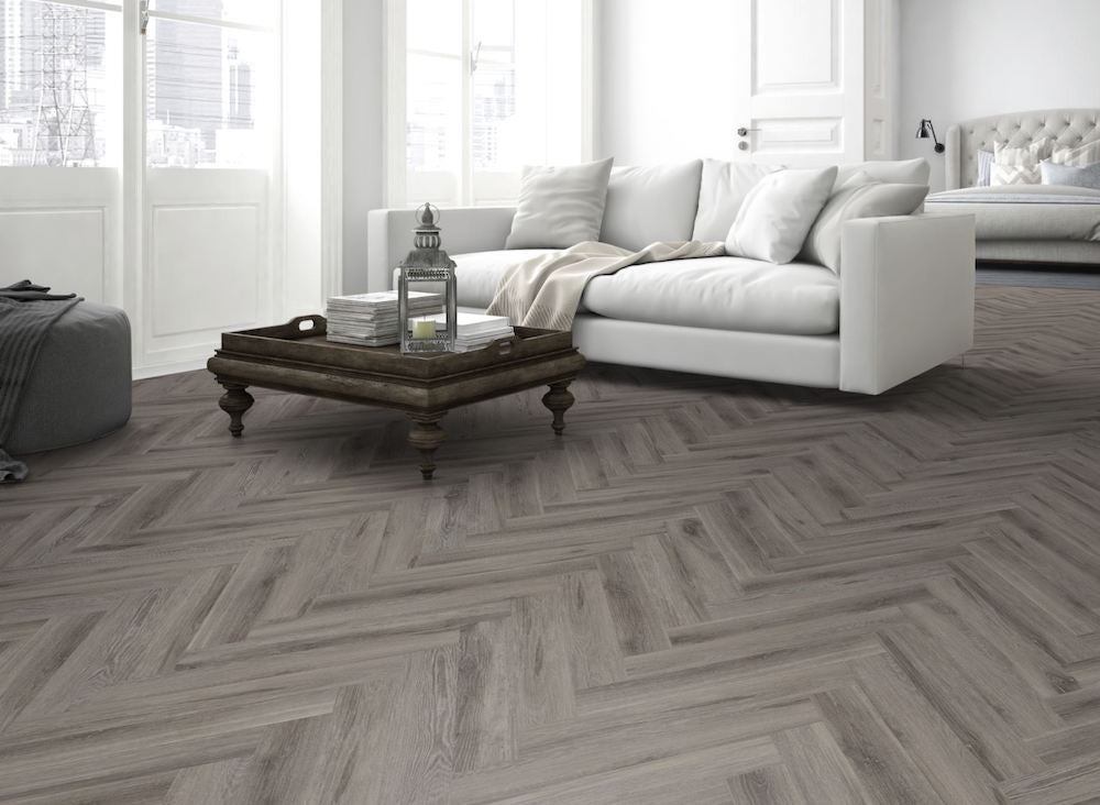 SPC Oak Rustic Grey Herringbone Vinyl Floor
