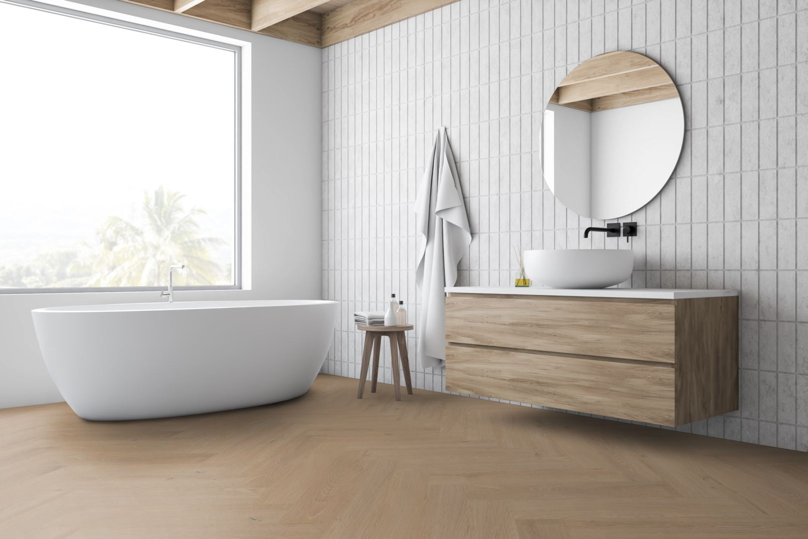 SPC Oak Sahara Herringbone Vinyl Floor