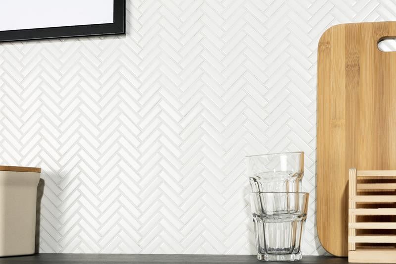 Chevron White Mosaic