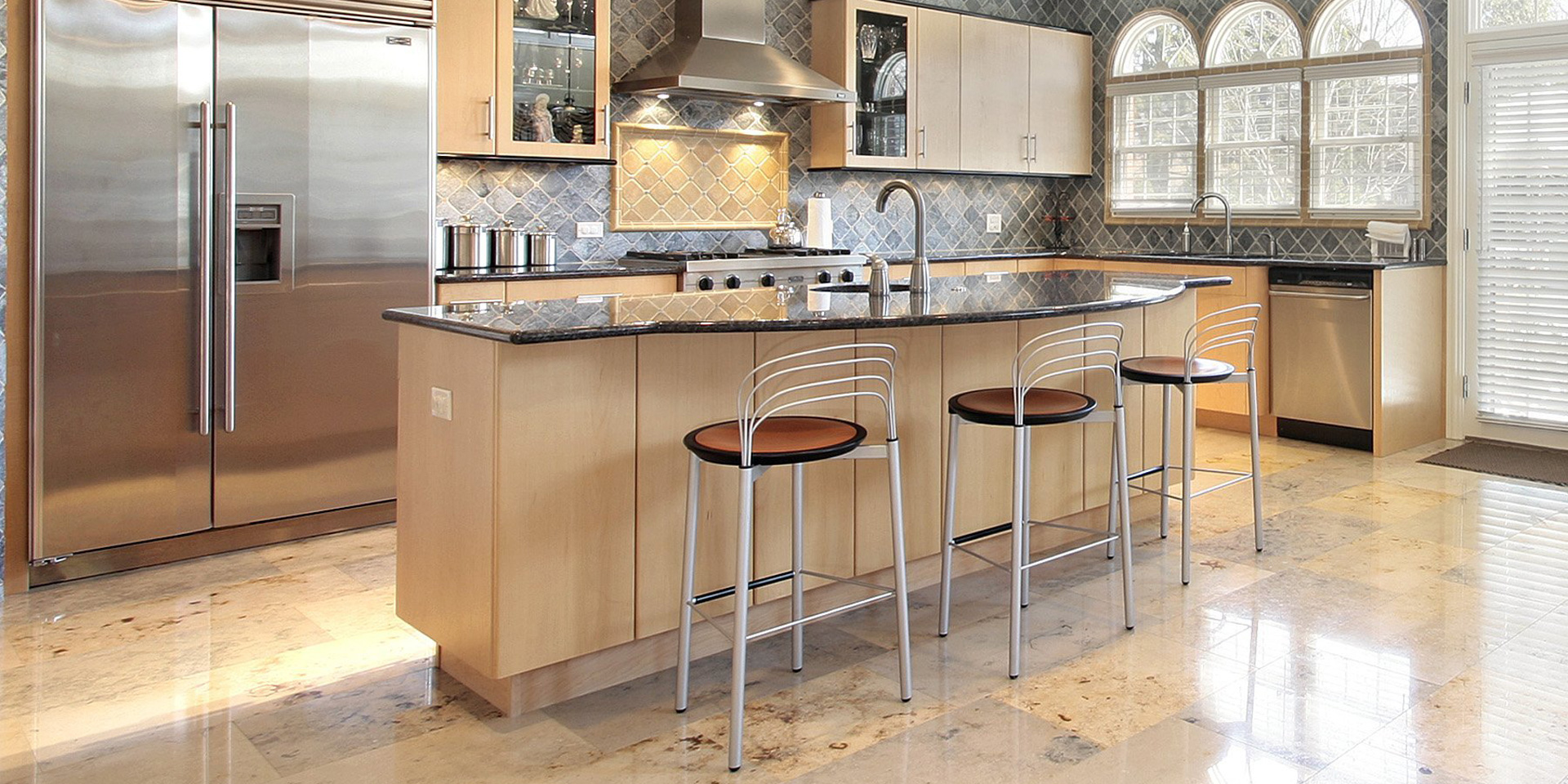 Natural stone marble is a high-end solution for a luxury kitchen. Buy natural marble tiles online or in stores, Ireland.   
