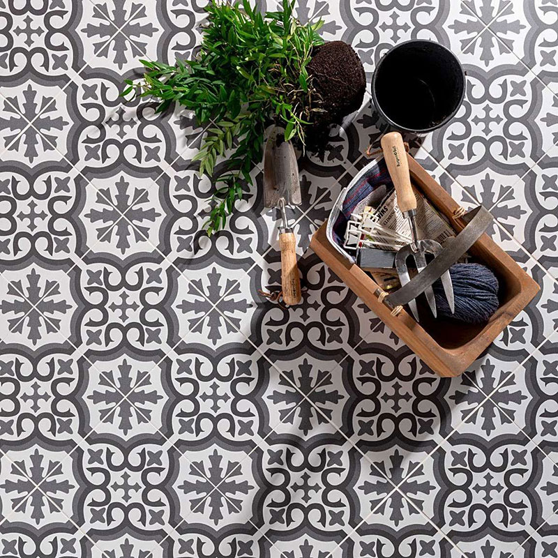 Georgian inspired Berkeley Essence Graphite porcelain patterned wall and luxury floor tile. Shop online or in store in Westmeath, Limerick, Dublin, Kerry and Cork, Ireland.