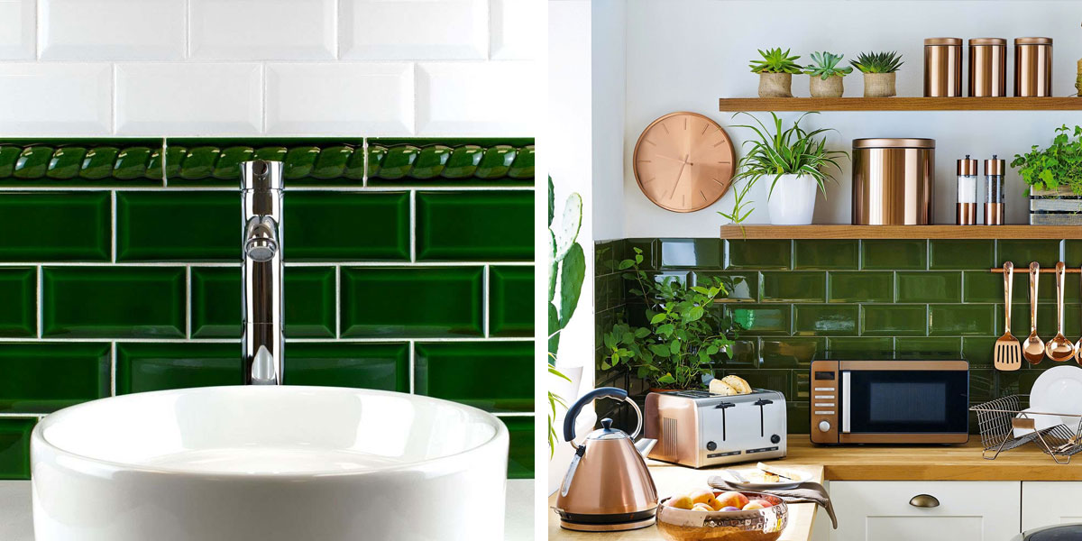 Green trend subway tiles for kitchens and bathrooms available in Mullingar, Cork, Limerick, Dublin and Kerry.