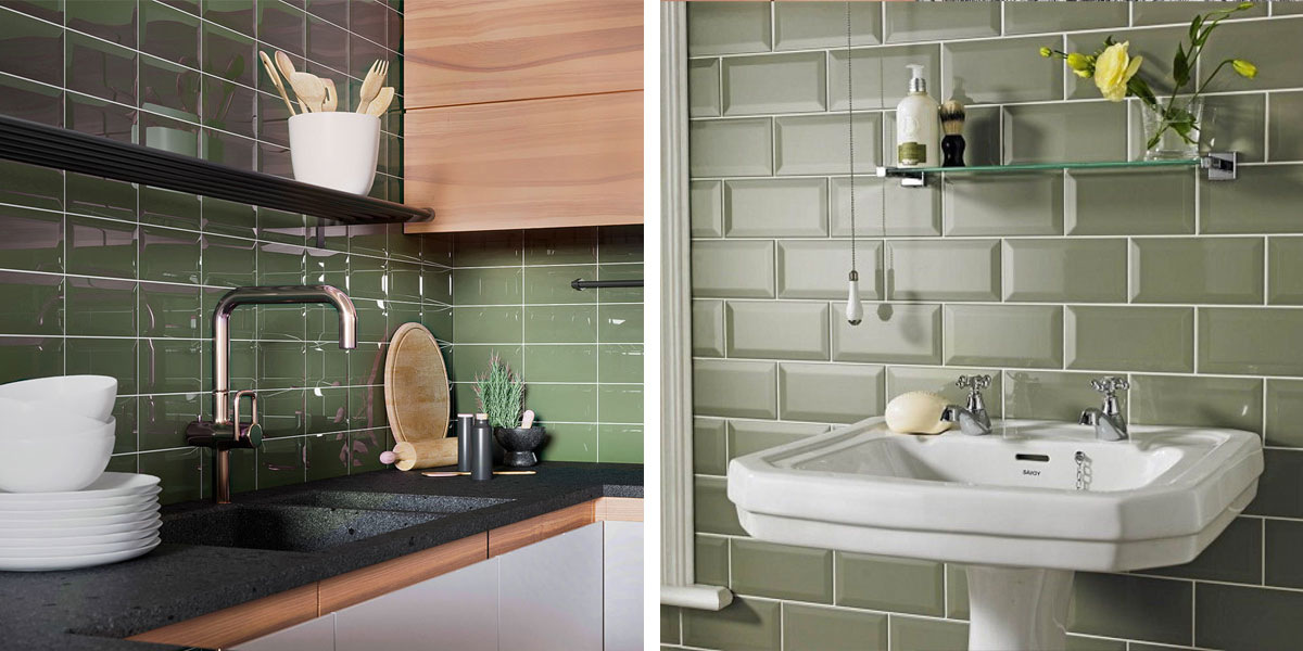 Trend 2021 Sage Green Subway Tiles for Bathroom and Kitchen Walls