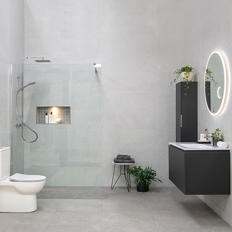Your best bathroom layout leaves space around the toilet, vanity and shower so you can move around freely. Get more tips for your modern bathroom. Buy tiles, bathrooms and wood flooring online or in stores nationwide, Ireland.