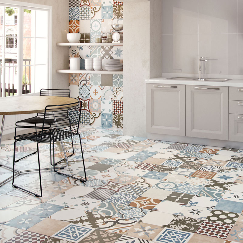 Patterned tiles are great on floors and walls in bathrooms and kitchens. Buy online or in stores at Westmeath, Limerick, Dublin, Kerry and Cork, Ireland.