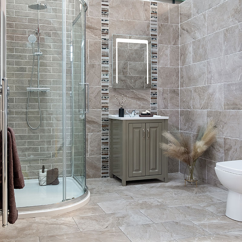 Sliding shower doors are great for saving space in small bathrooms. Get more tips for your modern bathroom. Buy tiles, bathrooms and wood flooring online or in stores nationwide, Ireland.