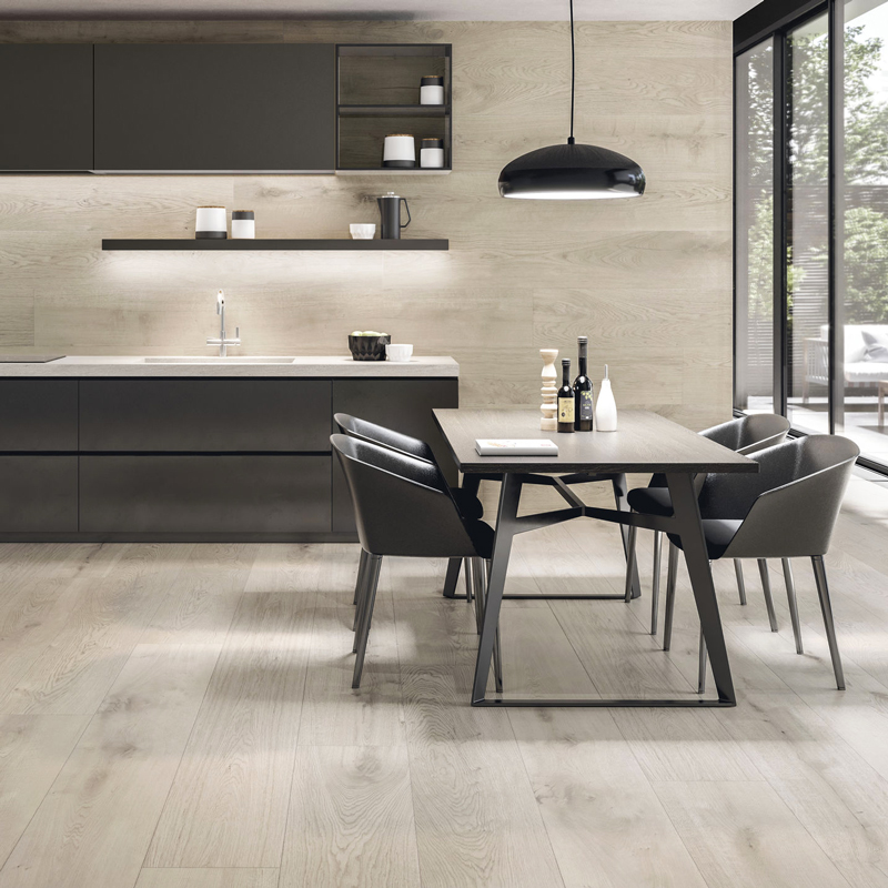 Wood-effect tiles add texture and interest to a kitchen or bathroom splashback and are becoming very popular as wall and floor tiles. Buy online or in stores nationwide, Ireland.